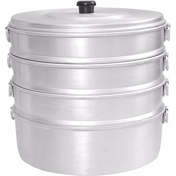 Indian Traditional Aluminium Momos Steamer 8" With 4 Tier Water Capacity 2.3 Liters - Fastest Delivery with DHL By Radhna