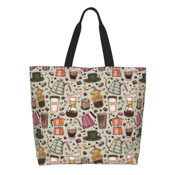 Balery Coffee pots cup Bolsa Tote Estilo Estético con Cremalleras, Bolsa de Hombro, Bolsa de Compras Grande y Plegable