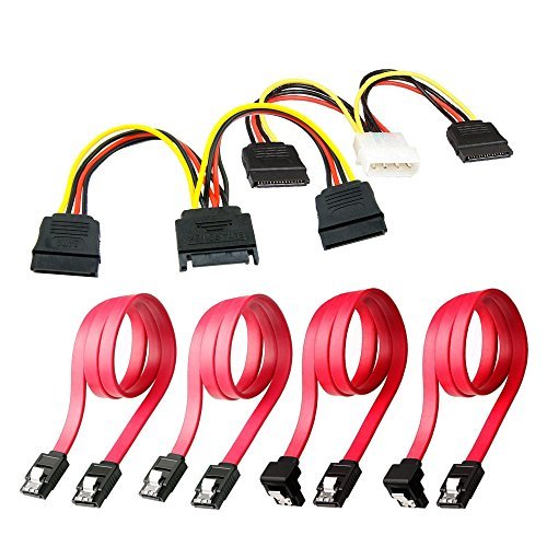 HRTGFD-Hard Drive Connector Pack: 4in1 SATA Data & Power Splitter Cables (6-pack)