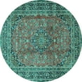 thumbnail image 1 of Ahgly Company Indoor Round Persian Turquoise Blue Traditional Area Rugs, 6' Round, 1 of 4