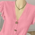 thumbnail image 5 of Mittory Womens Summer Tops Ruffle Cap Sleeve Casual Button V Neck Shirts Dressy Ruched Trendy Blouse Flowy Shirts, 5 of 8