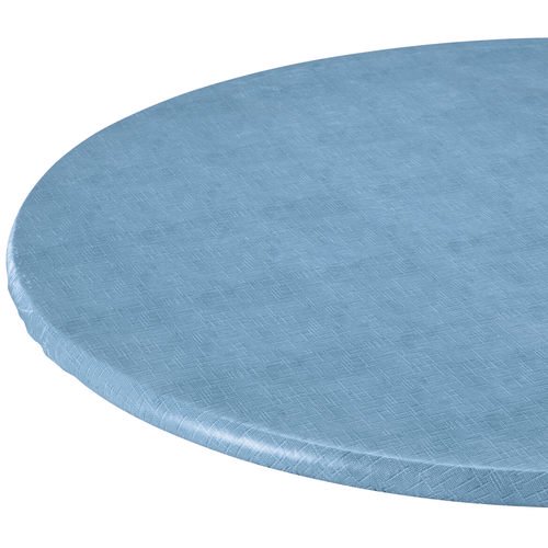 Illusion Weave Vinyl Elasticized Table Cover40" 44" dia.RoundBlue