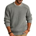 thumbnail image 4 of Sweatshirts for Men 2025 Fall Winter Long Sleeve Crewneck Loose Knit Plain Sweater Sweatshirt Pullover Tops, 4 of 5