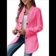 thumbnail image 2 of Blazer de Mujer con Cuello Alto, Informal, de Larga, Cruzado, Elegante, para Oficina y Negocios Rosa Roja M, 2 of 9