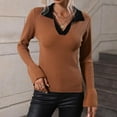 thumbnail image 6 of IROINNID Reduced Womens Sweater V-Neck Pullover Sweater Solid Color Leisure Mid-Length Long Sleeve Knitting Slimming Trumpet Sweaters Tops Blouse, 6 of 9