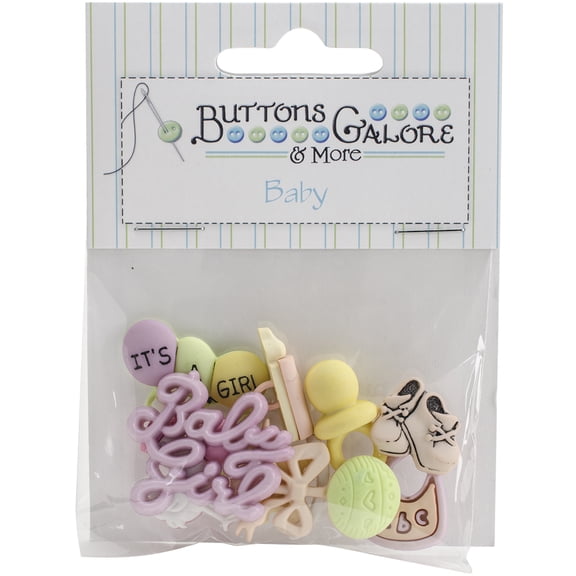 Button Theme Pack-Baby Girl, Pk 6, Buttons Galore