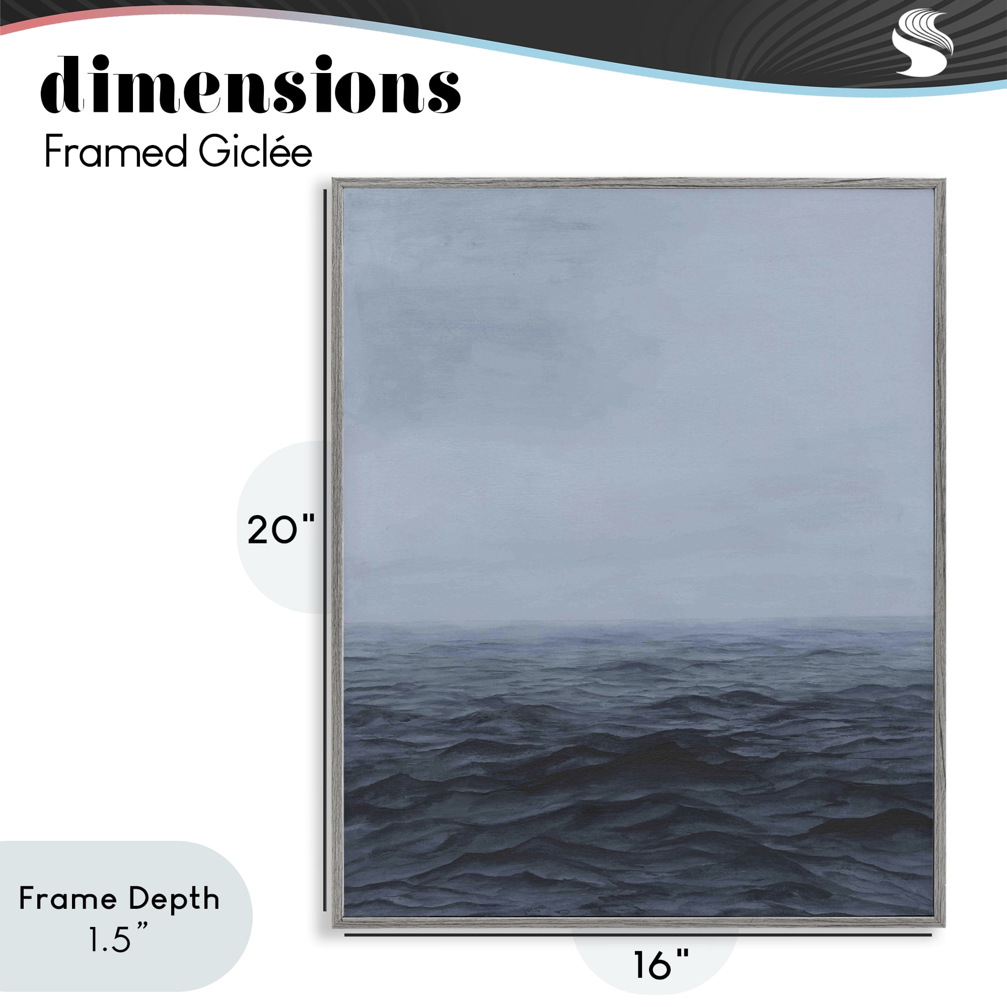 Stupell Industries Vast Ocean Expanse Gray Framed Giclee Art, design by Michael Willett