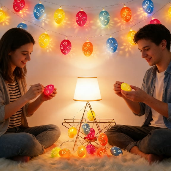 Easter Hollow Egg String Lights, Festive Mood Lights for Easter Party Openwork Home Hanging Decor
