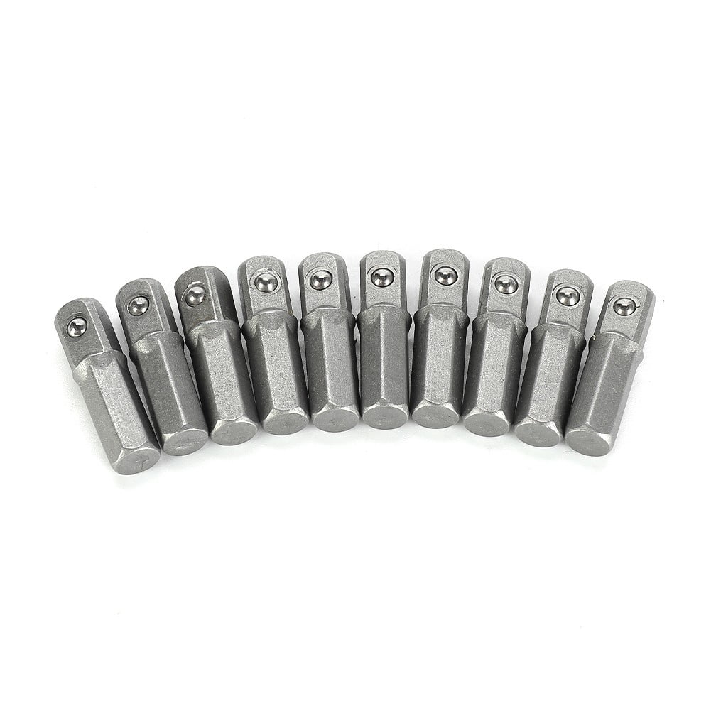 M&YQ 10Pcs Impact Socket Adapter Converter 1/4' Hex Shank To 1/4' Square Drive 25mm