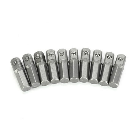 10pcs Impact Socket Adapter Converter 1/4" Hex Shank To 1/4" Square Drive 25mm