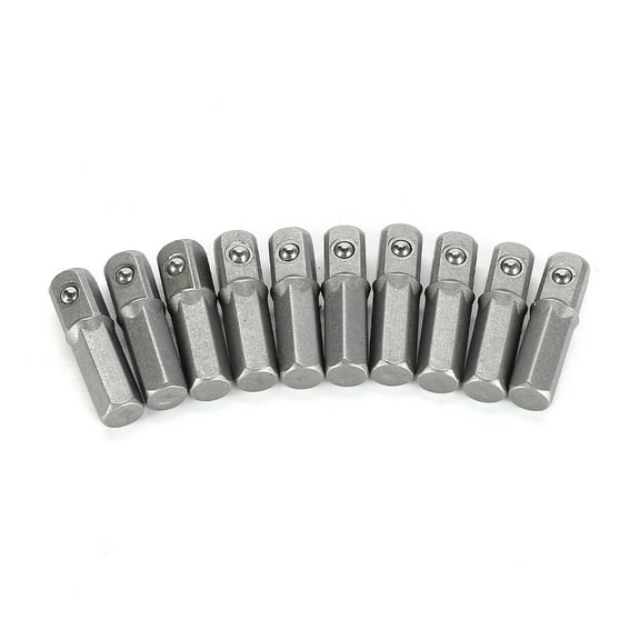10pcs Impact Socket Adapter Converter 1/4" Hex Shank To 1/4" Square Drive 25mm