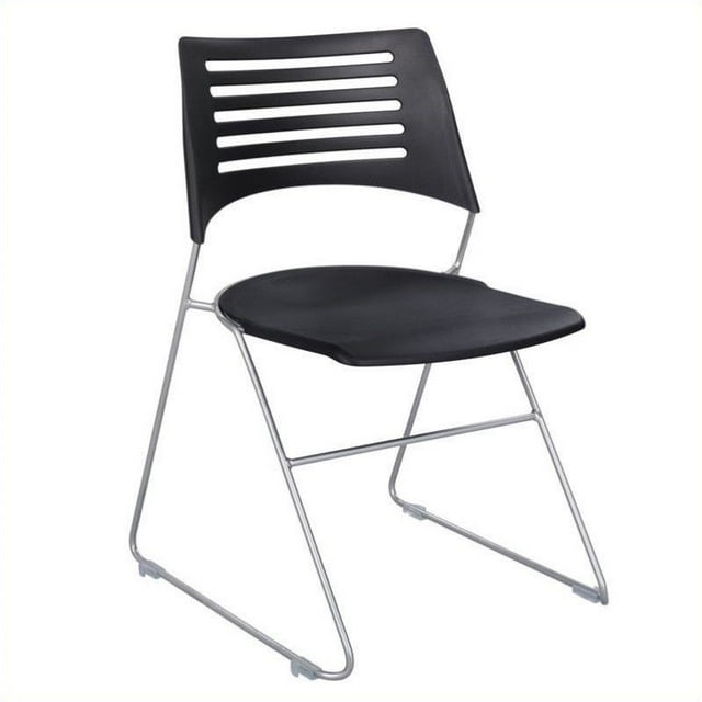 Safco Chaise d'Invité Pique en Noir et Argent (Lot de 4)