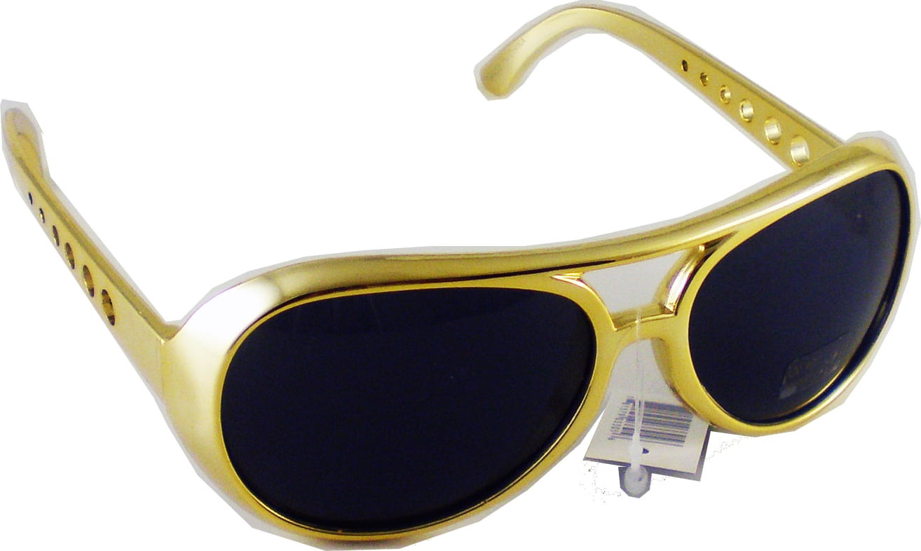 Elvis Presley Vegas Costume Mens Big Sunglasses [Gold] - Walmart.com ...