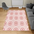 thumbnail image 1 of Floral Turkish Area Rug, Abstract Horizontal Lines Geometric Bold Thin Stripes Ocean Themed Illustration, Soft Carpet for Living Room Decor with Distressed Look, 6.6' X 9.6', Red Blush, by Ambesonne, 1 of 3