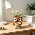 thumbnail image 6 of Cute Resin Succulent Pot Small Indoor Owl Shaped Planter Cute Cactus Flower Pots with Drainage for Office Desk and Home Garden Decor Brown, 6 of 9