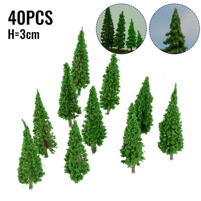 GLFILL 40 Pcs 1:100 Scale Model Trees 3.5cm/4.5cm Railroad Diorama Wargame Park Landscape Scenery Model Trees Decorate Building Model H 3.5CM