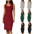 thumbnail image 2 of gakvbuo Summer Tank Dress For Women Mini Dress Sundress Women's Spring/summer Plus-size Sleeveless V-Neck Solid Color Loose Dress, 2 of 8