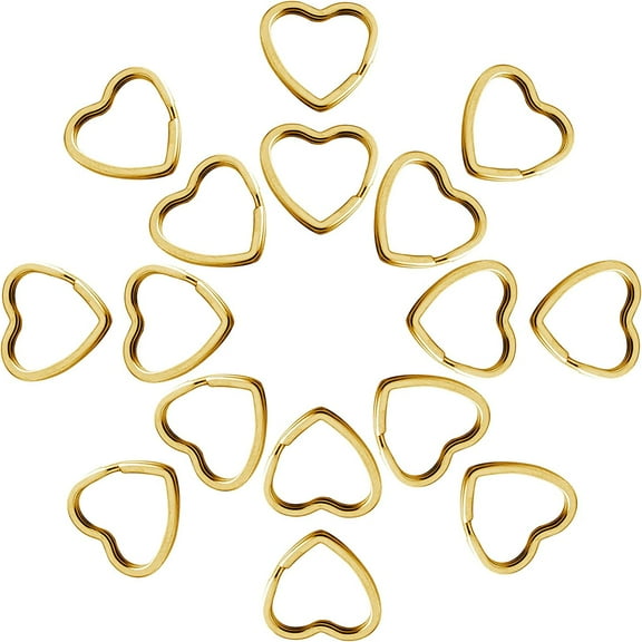 50Pcs Heart Shaped Split Key Rings,Metal Key Rings Crafts DIY Keychain Bulk for Home Car Office Organization,Arts & Crafts Projects, Lanyards (Gold)