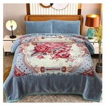Korean Mink Blanket King 85" x 93", 10 Pounds Soft Fleece Blanket, Comfy and Heavy Bed Blankets for The Cold, Thick Winter Blankets King Size, Grey Blue/