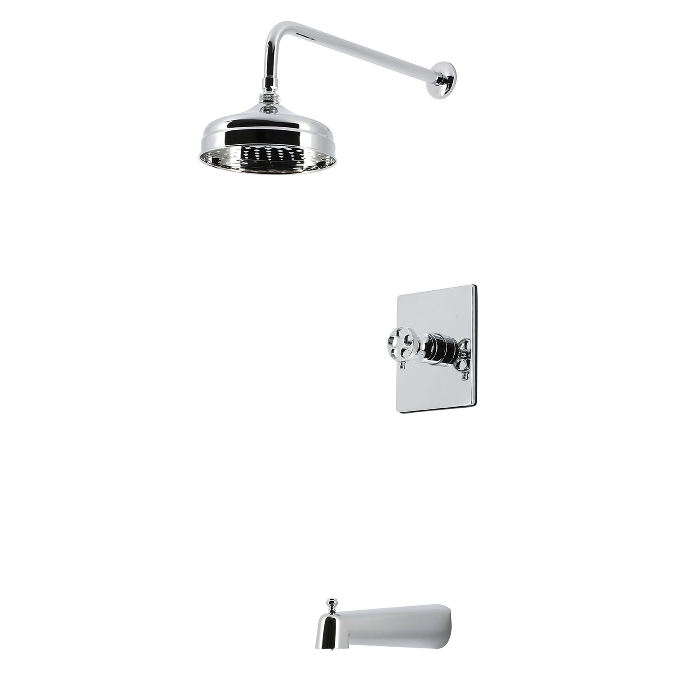 Kingston KB6341RKZ Wendell Knurled Single-Handle Pressure Balanced Tub and Shower Faucet, Polished Chrome