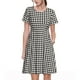 thumbnail image 1 of Balery Houndstooth Black And White Vestidos sueltos de manga corta para mujer, vestidos de verano 2025, vestidos casuales de corte A con vuelo., 1 of 6