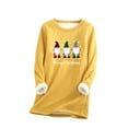 thumbnail image 2 of Babysbule Christmas Shirts for Women Winter Casual Style Fashion Plush Warm Underwear Long Sleeve Round Neck Top Clearance Tops Fashion, 2 of 5