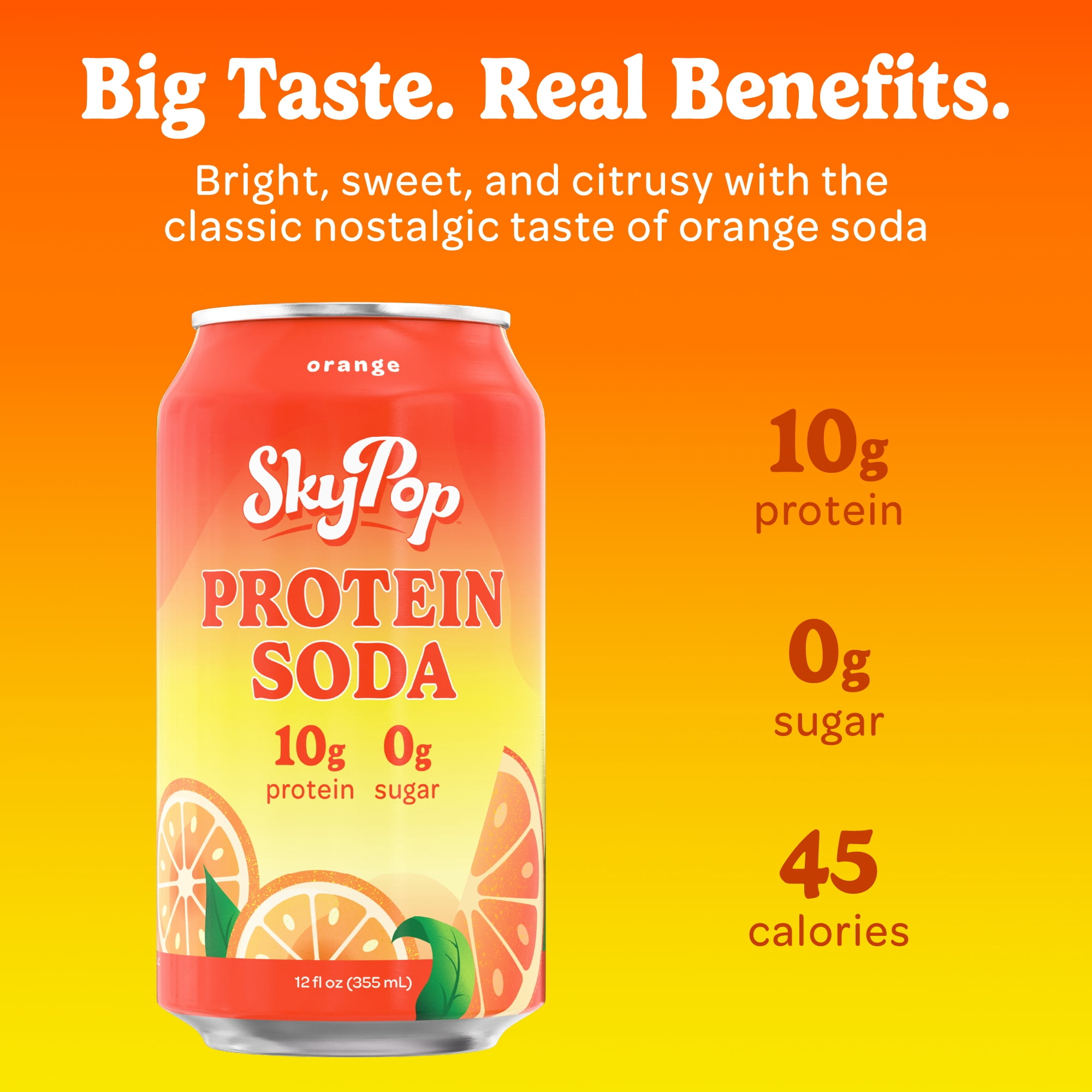 SkyPop Protein Soda, Orange