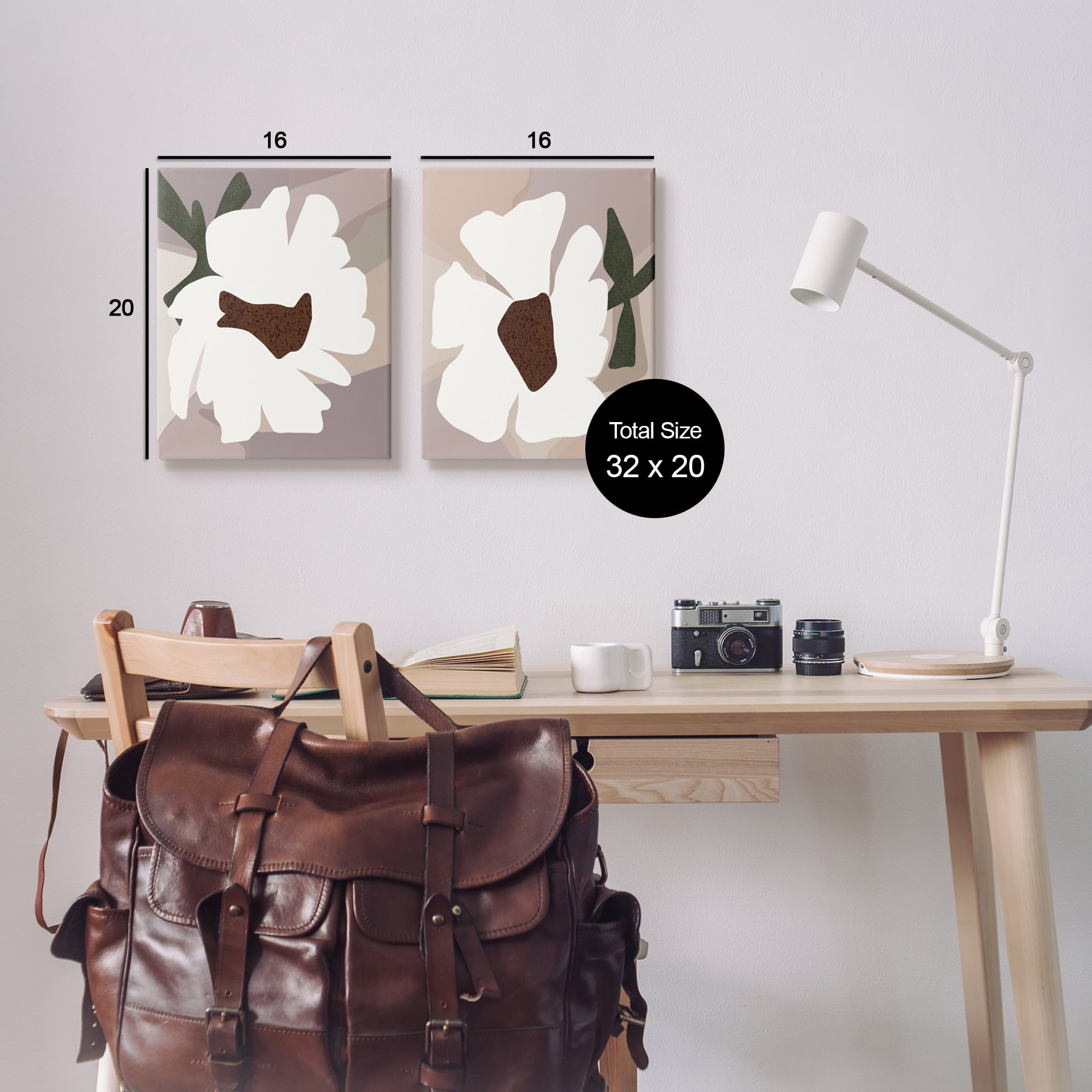 Stupell Industries Abstract White Daisies Botanical & Floral Painting Gallery Wrapped Canvas Art Print Wall Art, 16 x 20, Set of 2