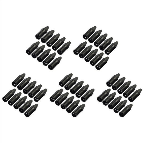 50 Piezas DIY 3 Pines XLR Adaptador Enchufe XLR Conector de Aviación Cabezal de Soldadura Conector de Cable de Micrófono (Macho)