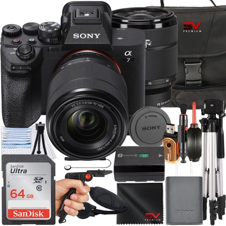 Sony a7 IV Mirrorless Camera with FE 28-70mm Lens + 64GB Memory Card + SV Premium Accessory Bundle