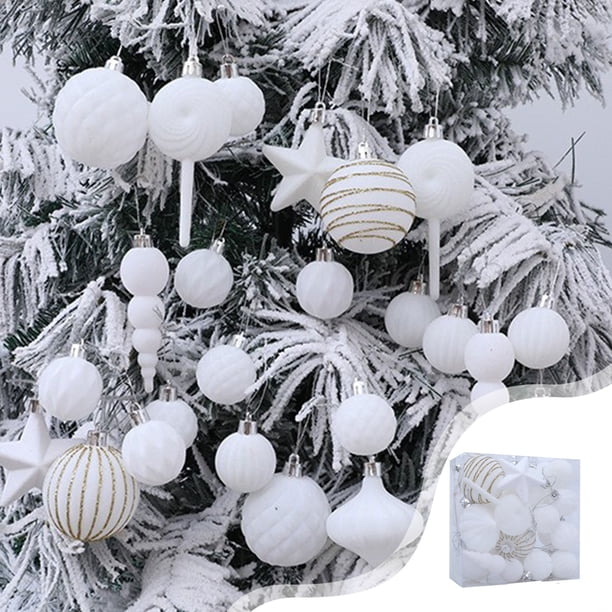 Juego de 24 bolas navideñas flocadas | Varios estilos y colores | Adornos de árbol de gamuza de 7 cm para el hogar y fiestas