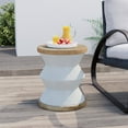 thumbnail image 5 of COSIEST Outdoor Patio 16.7-in Height Lightweight Concrete Accent Coffee Table with Faux Wood Tabletop, 5 of 6