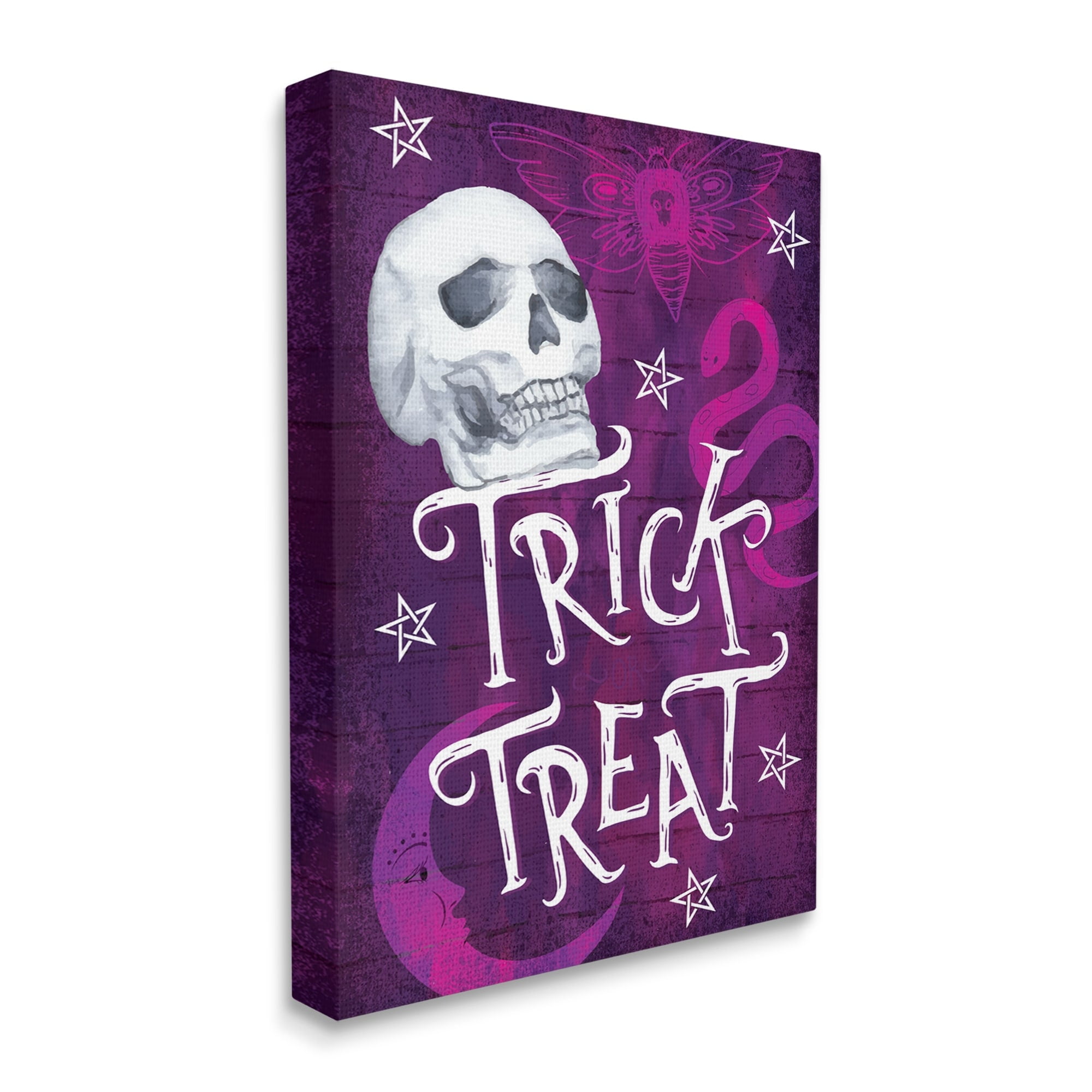 Stupell Industries Trick or Treat Purple Halloween Holiday Painting Gallery Wrapped Canvas Print Wall Art