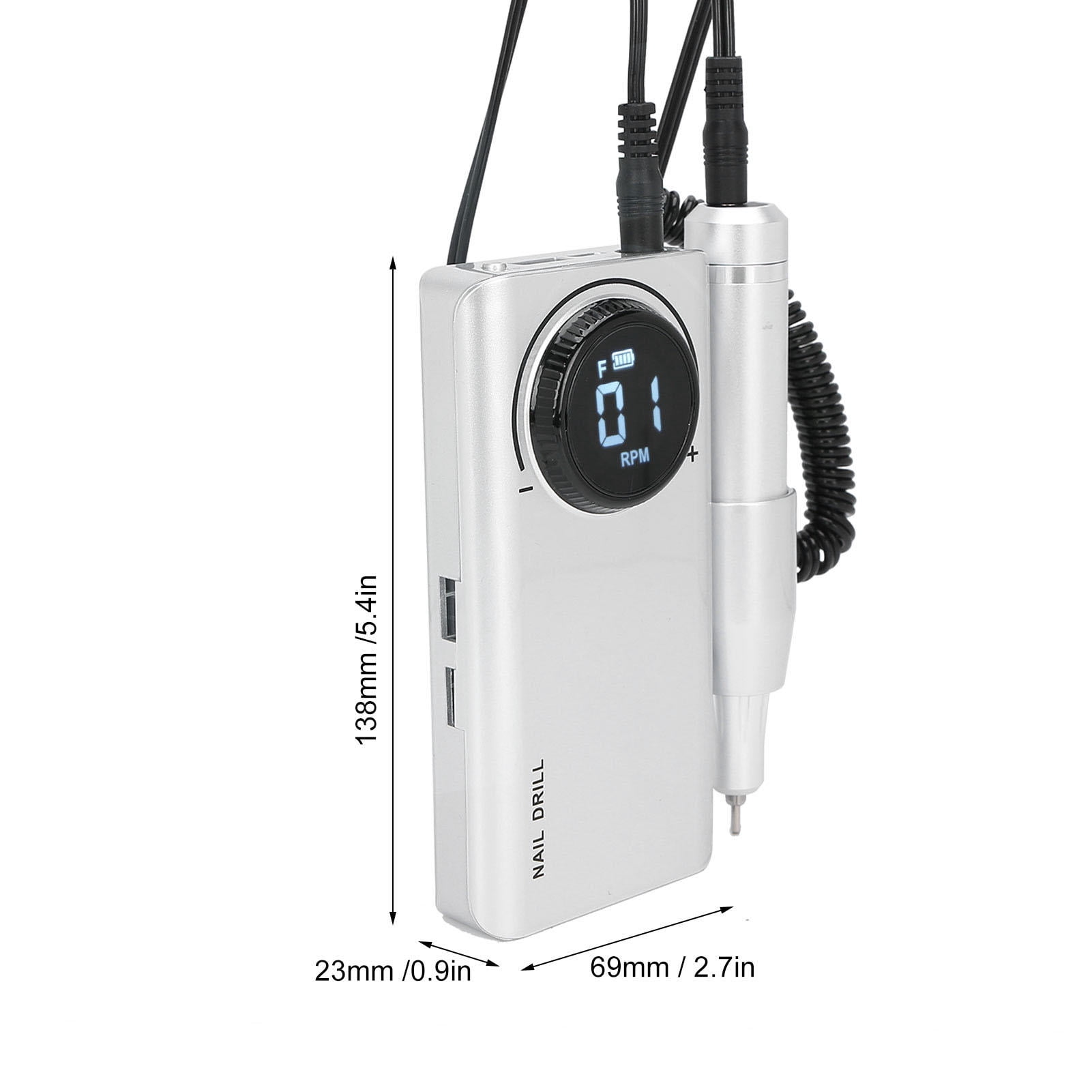 Xirurus 35000 RPM Rechargeable Nail Drill Pen with LCD, Dual‑Side Holder, Power‑Bank, 12‑Hour Battery, Light Gray