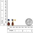 thumbnail image 3 of Gem Stone King 18K Yellow Gold Plated Silver Red Garnet and Blue Created Sapphire Earrings for Women | 8.34 Cttw | Gemstone January Birthstone | Pear Shape 12X8MM, 3 of 4