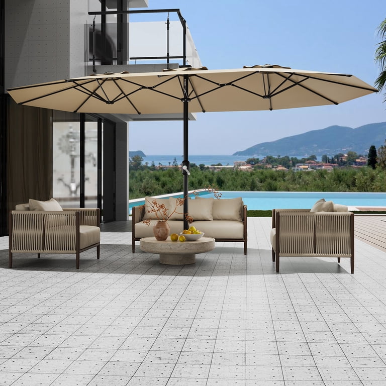 extra large waterproof patio umbrella Extra Large Double-Sided Patio Umbrella 13FT – Waterproof & Windproof  Outdoor Market Shade – Easy Crank Lift, UV Protection (No Base Included)