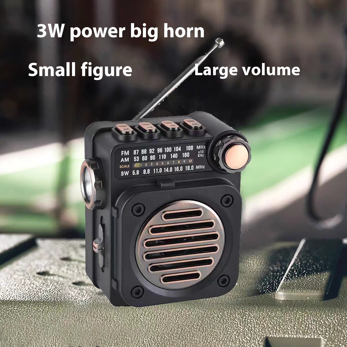 Imego Mini Portable Radio with Bluetooth 5.0 and LED Flashlight photo 2