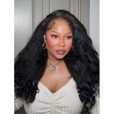 Kinky Straight Wig Human Hair Glueless Install 3 In 1 Drawstring Half Wig With Spiral Curly Full Ends Flip Over Wig For Beginner Ponytail Headband Wig Human Hair 20 Inch