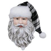 Holiday Time Black & white Hat Santa Ornament. Simple Season Theme  Black & White Color. Flake Fur Trimmed Hat