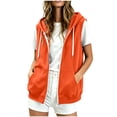 thumbnail image 6 of TGSLY Women's Hooded Vest Sweatshirt Soft Full-Zip Sleeveless Drawstring Hooded Coat Dressy Fall Causal Solid Color Workout Jacket XL, 6 of 9