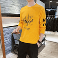 thumbnail image 1 of Camiseta de manga larga para hombre, estilo coreano, primavera y otoño, campus, simple, suave, silueta, cuello redondo fino, estampado, top de moda, 1 of 4