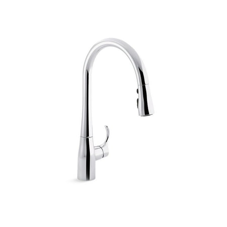 Kohler Simplice Single-Hole Or Three-Hole Kitchen Sink Faucet with 16-5/8u0022 Pull-Down Spout, Docknetik Magnetic Docking System, and A 3-Function Sprayhead Featuring Sweep Spray, Polished Chrome
