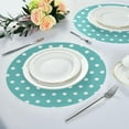 thumbnail image 6 of Coolnut Teal Polka Dots Round Placemats Waterproof Non-Slip Washable Place Mats Polyester Table Mats Set of 1 Heat Resistant for Home Kitchen Holiday Party Home Decor Gifts, 6 of 7