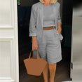 thumbnail image 3 of Joernso 1 Set Blazer Half Shorts Solid Color Single Breasted Summer Loose-fitting Buttons Outfit for Office, 3 of 8