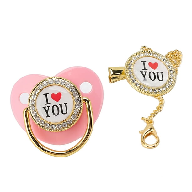 Chupete con clip de cadena, chupete para bebé Bling I Juego de chupete para bebé Chupete para bebé Bling Rendimiento confiable