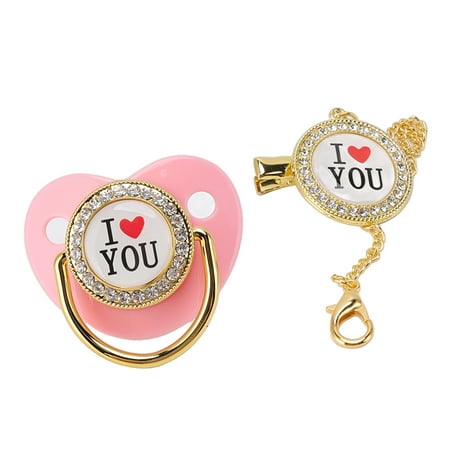 

Bling Baby Attractive Prevent Lost Exquisite Gift Dummy Set Free For Parties Pink M