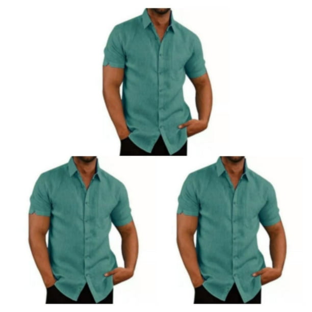 Guardurnaity Camisa de un solo pecho para hombre que viaja, camisas con cuello vuelto y botones de verano, ropa, regalo de cumpleaños, azul lago Type1 NO1