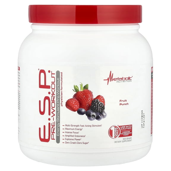 Metabolic Nutrition E.S.P.® Pre-Workout, Fruit Punch, 300 g