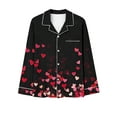 thumbnail image 4 of Iyufng Valentines Day Pajama Sets for Women Plus Size,Womens Pajama Sets Long Sleeve Casual Fashion Valentine's Day Printed V-Neck Lapel Sleepwear Sets (Top+Pants) S-XXL, 4 of 6