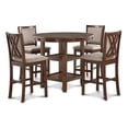thumbnail image 3 of New Classic Furniture Amy 5-Piece Round Wood & Fabric Counter Set in Cherry, 3 of 11